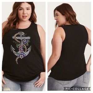 Torrid Black Anchor Graphic Tank Top